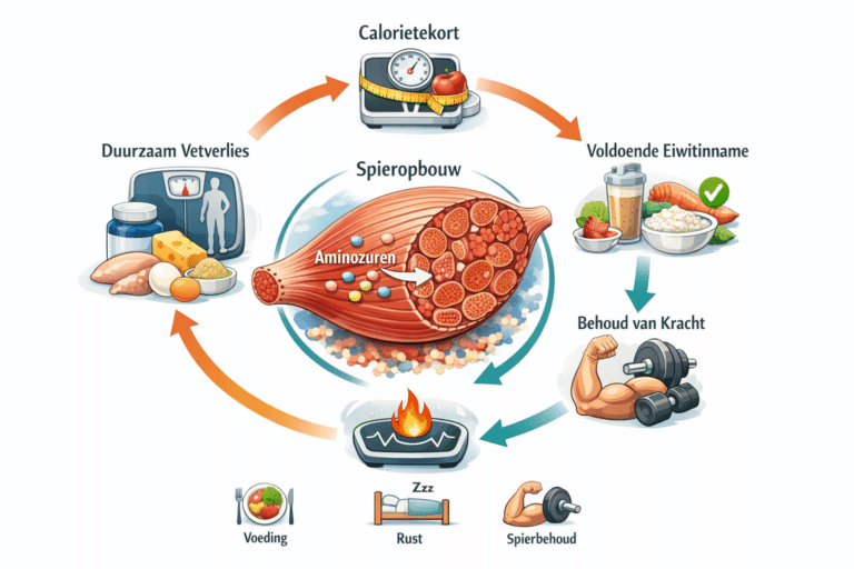 Een diagram van een body building, ter illustratie van technieken voor Afvallen Zonder Spierverlies, die zorgen voor effectief gewichtsverlies met behoud van spiermassa.