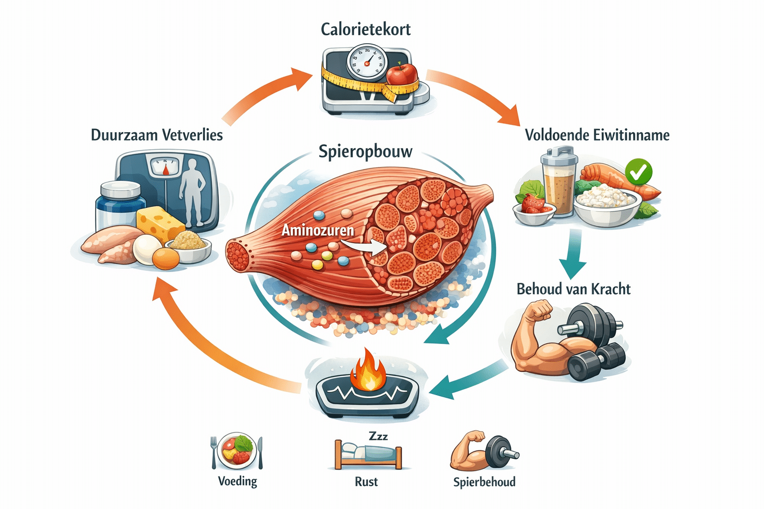 Een diagram van een body building, ter illustratie van technieken voor Afvallen Zonder Spierverlies, die zorgen voor effectief gewichtsverlies met behoud van spiermassa.